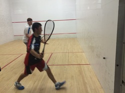 Squash player play a squash game at the sport courts in Toronto