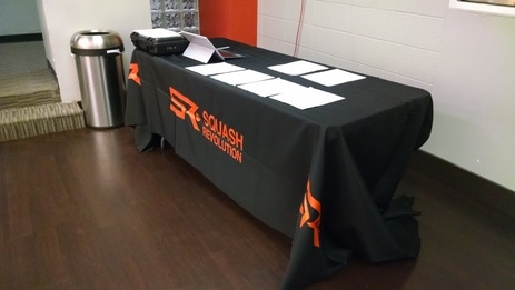Image of a squash tournament table at a squash event hosted in DC