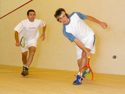 Two squash players during a squash sport match on the court in DC